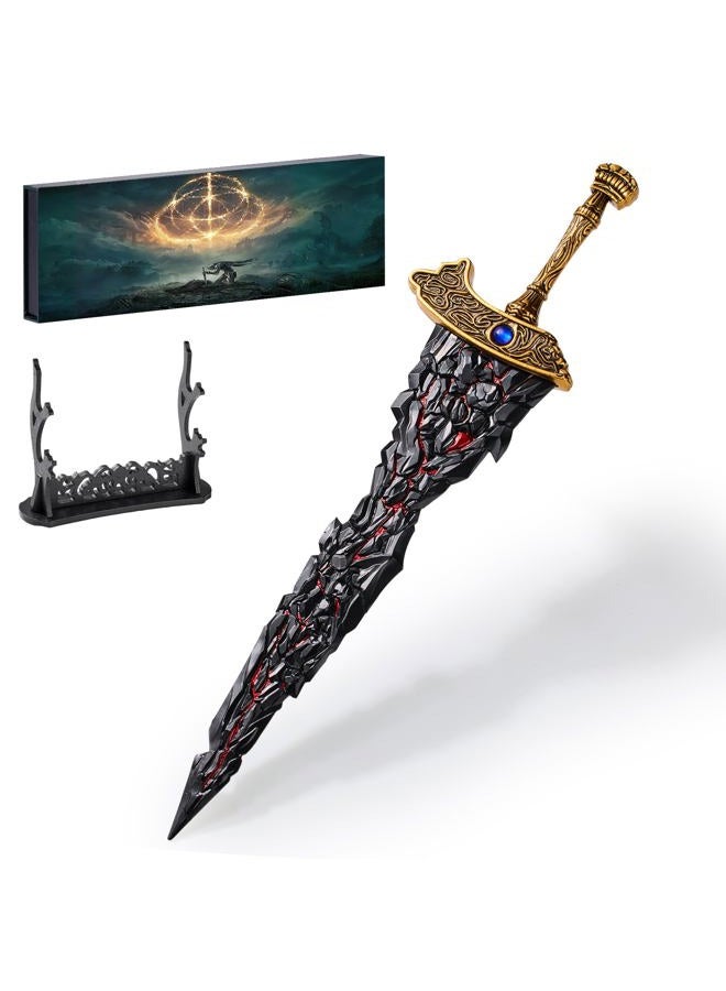 RACEROCKET Maliketh's Black Blade Model 11.8-Inch Metal Craft Sword with Display Stand Action Figure Collectible Toy Desk Decor Party Supply Gift - Image 1