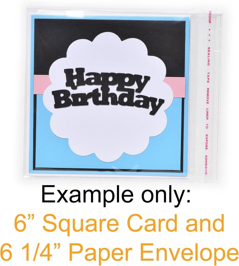 irtree 100 Square 65 Crystal Clear Flat Resealable Envelopes  6 12 x 6 12 or 65 x 65 Cello Style Poly Bags with Lip Tape  Fits 6 to 6 14 Square Card with or Without a Paper Envelope - Image 5