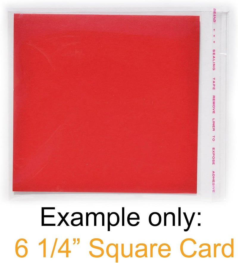 irtree 100 Square 65 Crystal Clear Flat Resealable Envelopes  6 12 x 6 12 or 65 x 65 Cello Style Poly Bags with Lip Tape  Fits 6 to 6 14 Square Card with or Without a Paper Envelope - Image 2