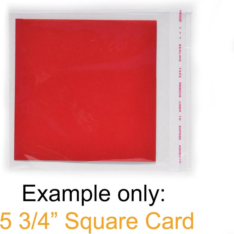 irtree 100 Square 65 Crystal Clear Flat Resealable Envelopes  6 12 x 6 12 or 65 x 65 Cello Style Poly Bags with Lip Tape  Fits 6 to 6 14 Square Card with or Without a Paper Envelope - Image 3