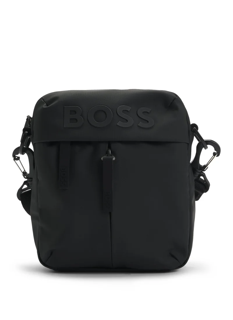 BOSS Faux-leather reporter bag with tonal logo