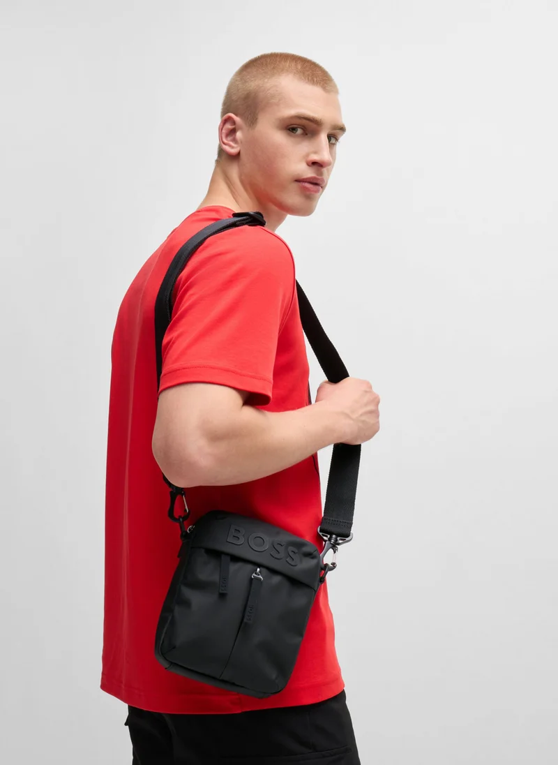 BOSS Faux-leather reporter bag with tonal logo