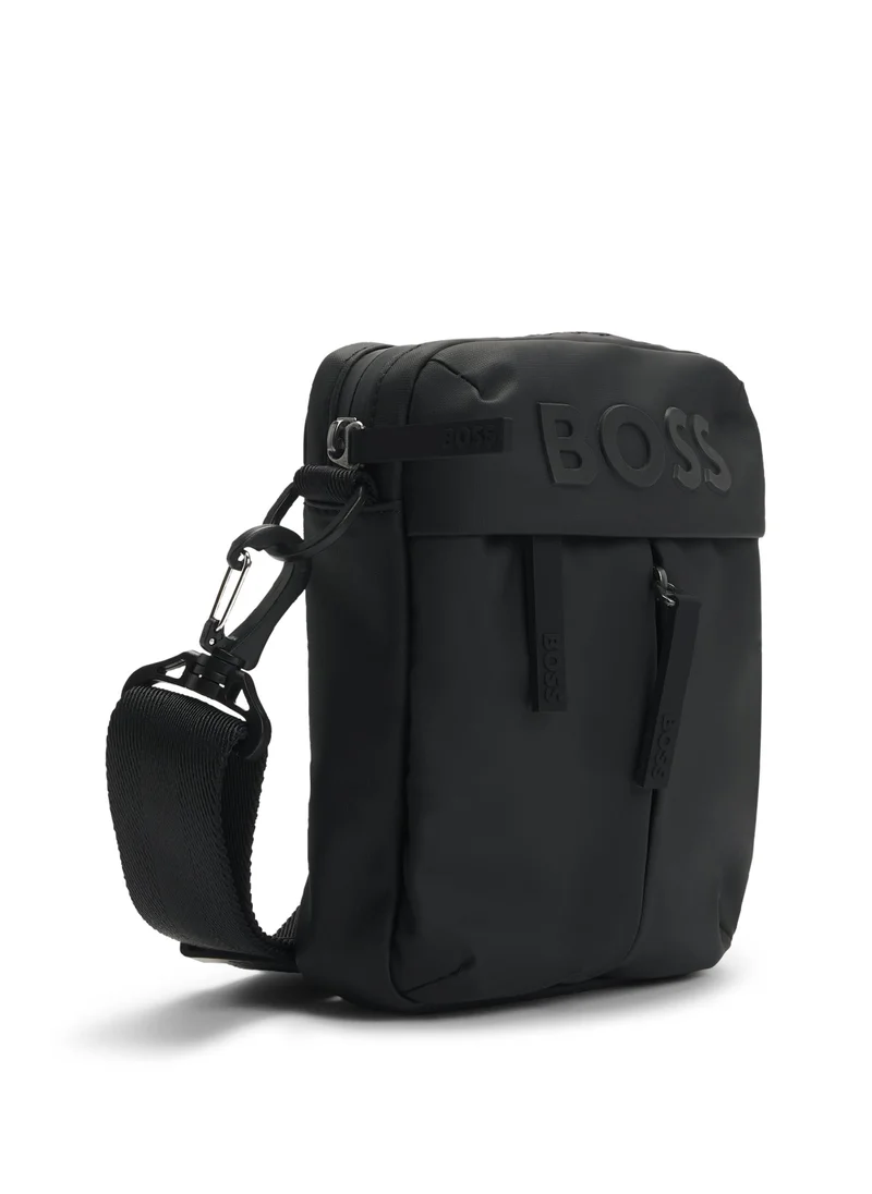 BOSS Faux-leather reporter bag with tonal logo