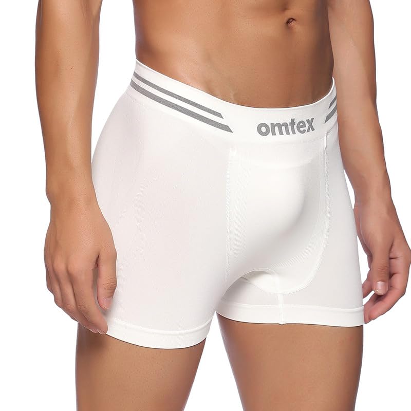 omtex Cotton Seamless Shorts with Inner Pockets for Abdomen Guard Suitable for All Kinds of Sports and Training Activities White - Large (Pack of 2) - Image 4