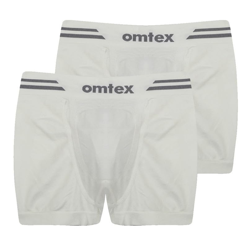 omtex Cotton Seamless Shorts with Inner Pockets for Abdomen Guard Suitable for All Kinds of Sports and Training Activities White - Large (Pack of 2) - Image 1