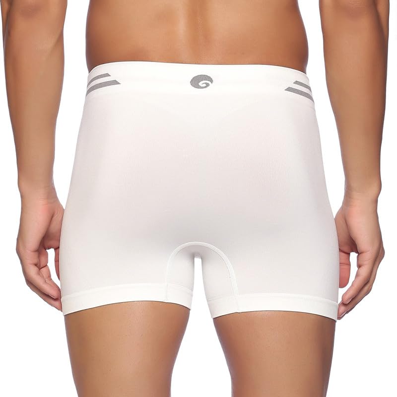 omtex Cotton Seamless Shorts with Inner Pockets for Abdomen Guard Suitable for All Kinds of Sports and Training Activities White - Large (Pack of 2) - Image 5