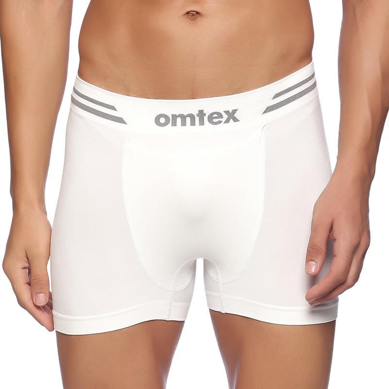 omtex Cotton Seamless Shorts with Inner Pockets for Abdomen Guard Suitable for All Kinds of Sports and Training Activities White - Large (Pack of 2) - Image 2