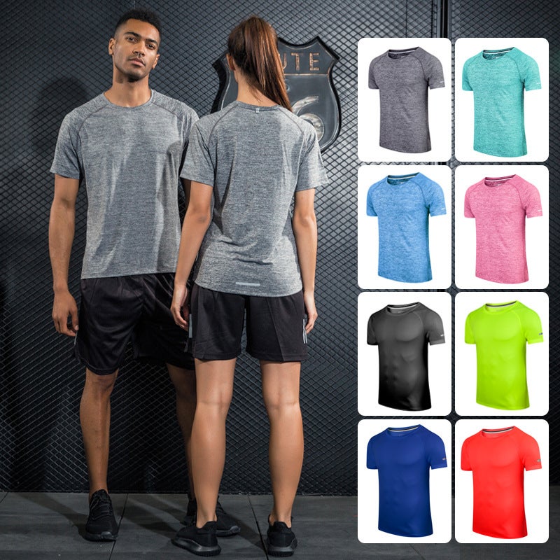 Summer Fitness Short Sleeve Men's Loose Running Quick-Dry T-Shirt Women's Breathable Quick-Dry Training Sport Top - Image 2