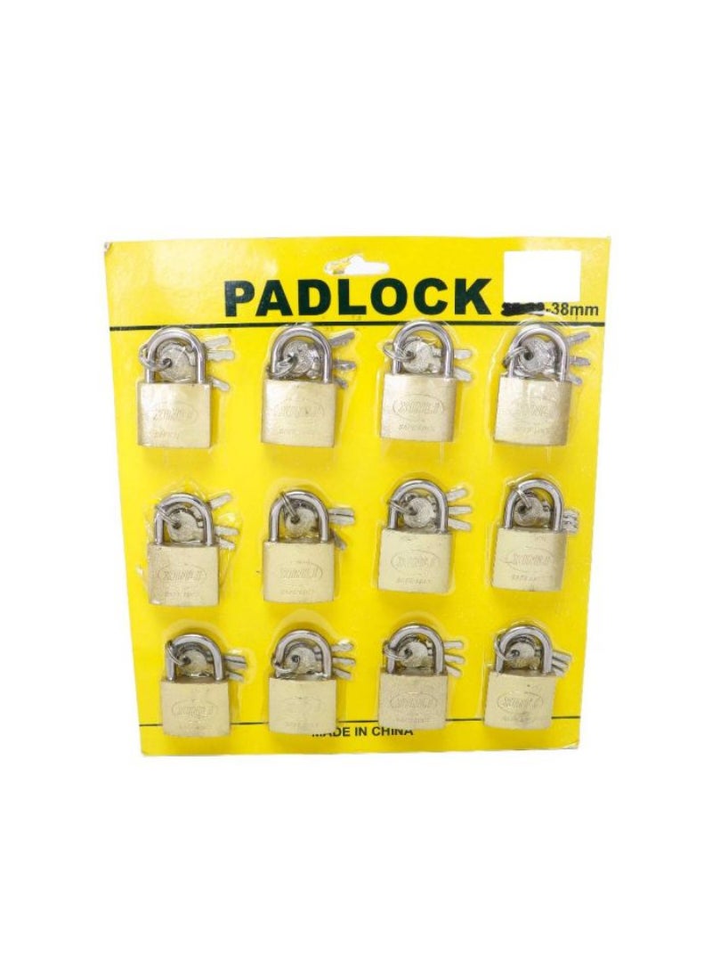 MS20085 38mm Lock - Set of 12 Durable Padlocks for Security 