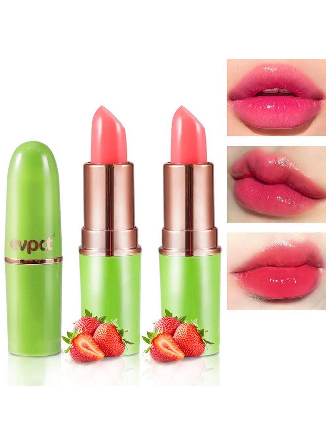 BINGBRUSH 2 Pcs Strawberry Color Changing Lipstick Queenph Mood Long Lasting Labiales Moisturizer Lip Gloss Lip Balm Tinted Magic Lip Stain Makeup Lipstick Set For Women - Image 1