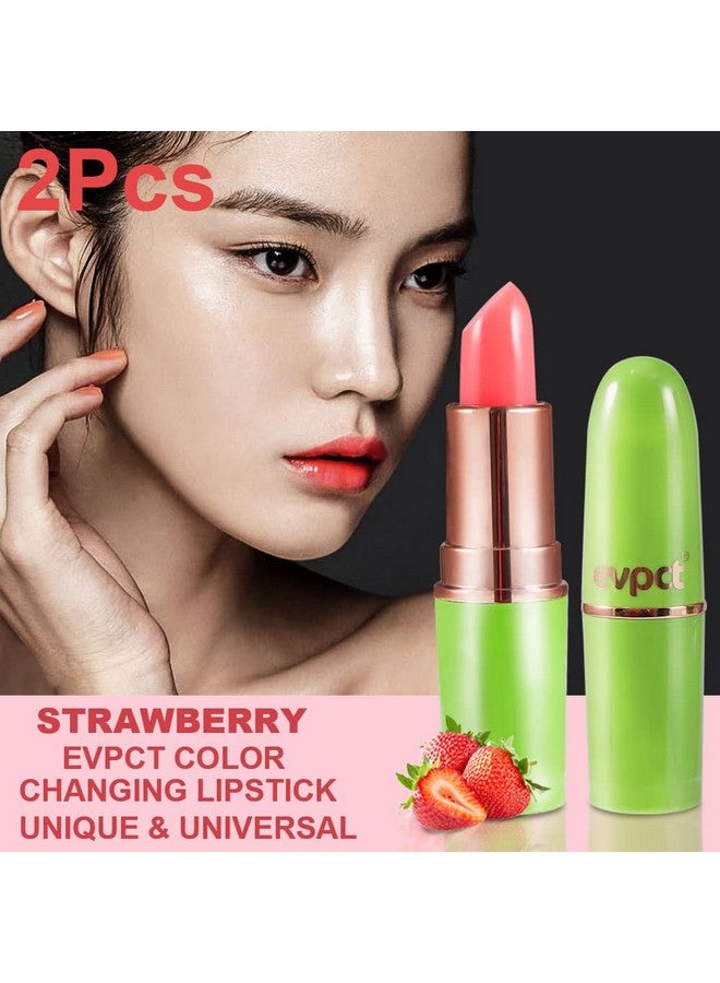 BINGBRUSH 2 Pcs Strawberry Color Changing Lipstick Queenph Mood Long Lasting Labiales Moisturizer Lip Gloss Lip Balm Tinted Magic Lip Stain Makeup Lipstick Set For Women - Image 2