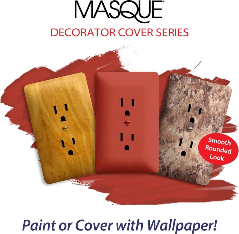 TayMac 2000W Masque 2000 1-Gang Decorator Style Wallplate, Paintable Duplex Outlet Cover, White (1-Pack) - Image 3