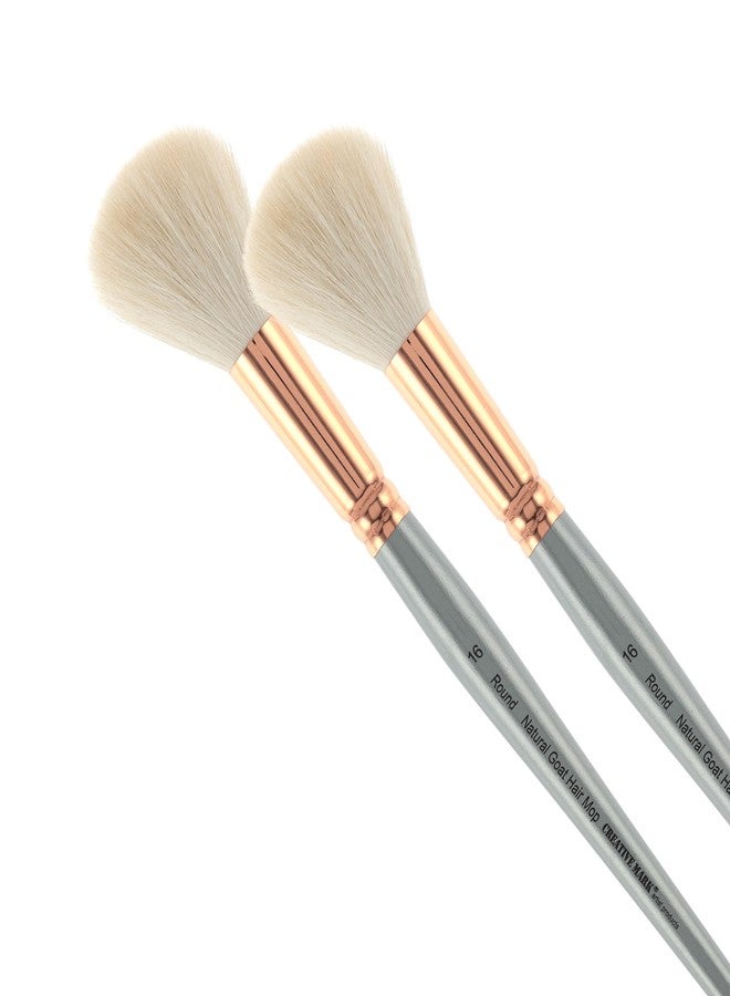 Creative Mark فرش مكنسة شعر الماعز الأبيض الطبيعي من كرييتف مارك - فرش للدهان بالأكريليك، الزيت، الألوان المائية والمزيد - دائري - الحجم # 16 - عبوة من 2 - Image 1