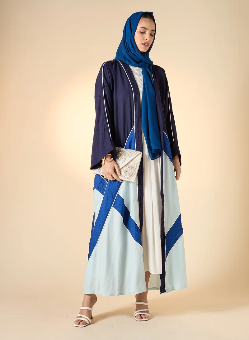 Hadiyath Al Madinah Colorblock Open Abaya - HM