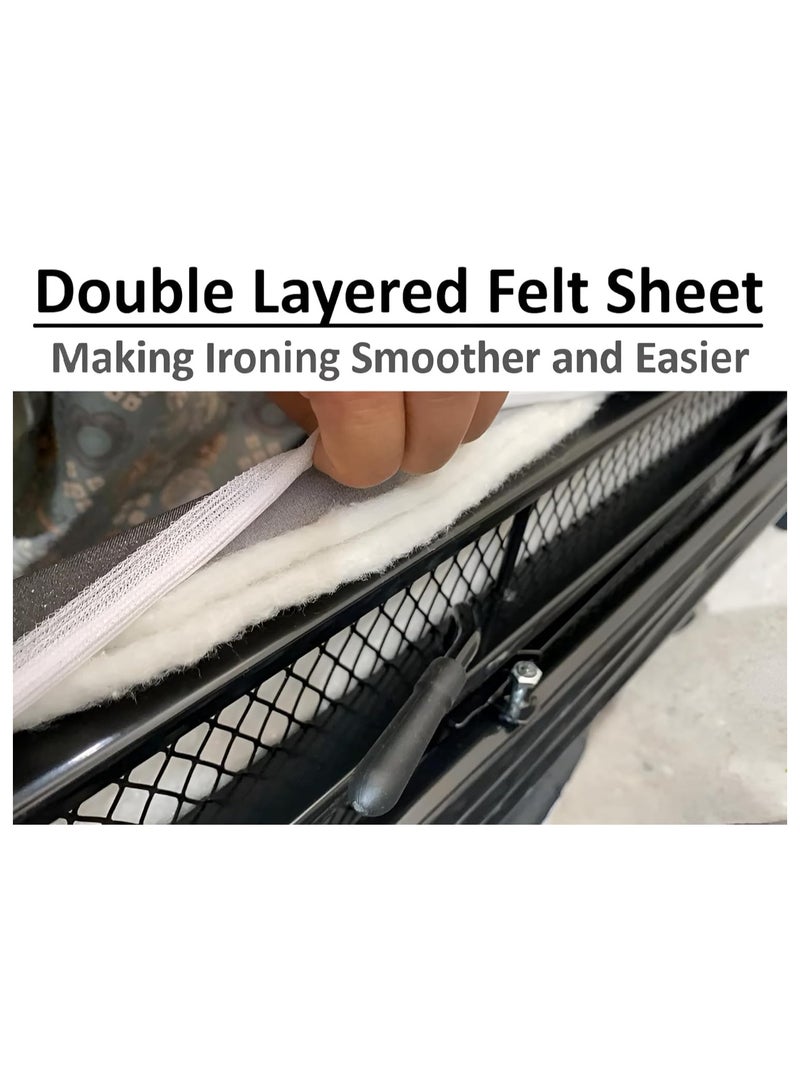 NANAO Ironing Board 110x30cm, Adjustable Height, Double Felt Sheet with Jumbo Slicone Paded Iron Rest, Heavy Duty 32mm and 25mm Metal Frame, Space-Saving for Home, Laundry Room, Dorm Use - Image 2