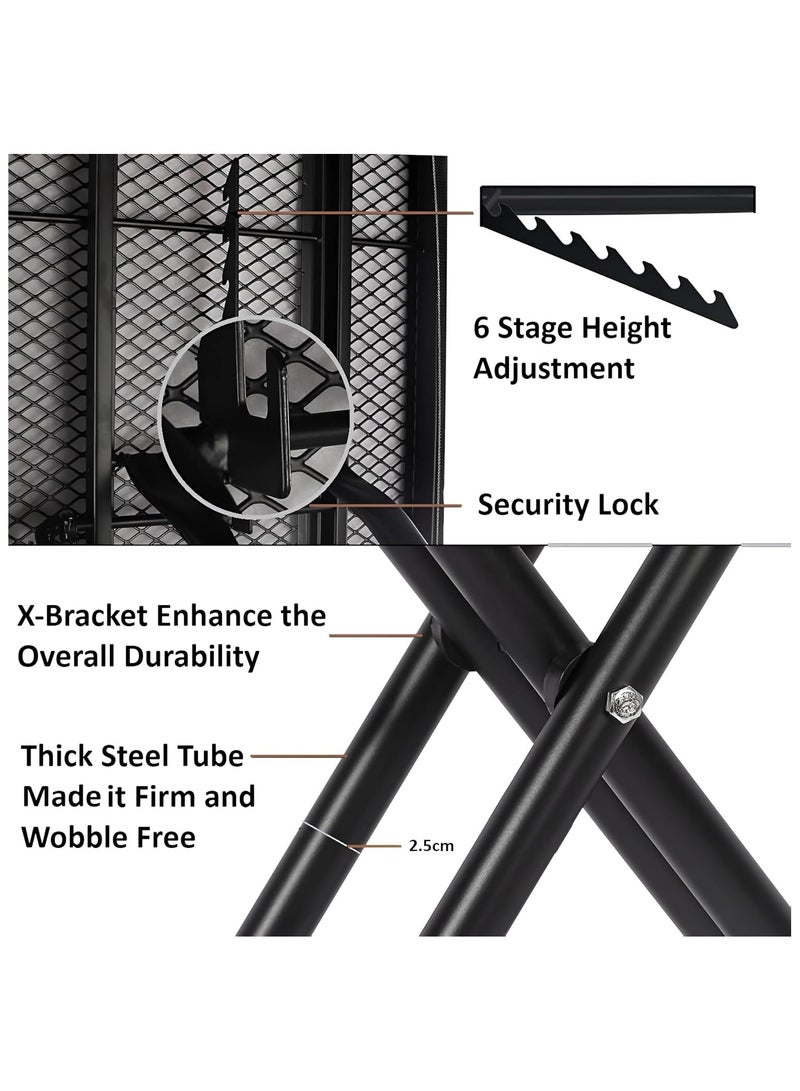 NANAO Ironing Board 110x30cm, Adjustable Height, Double Felt Sheet with Jumbo Slicone Paded Iron Rest, Heavy Duty 32mm and 25mm Metal Frame, Space-Saving for Home, Laundry Room, Dorm Use - Image 5