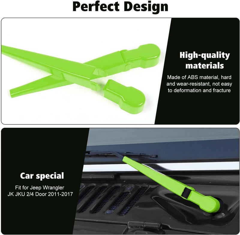 RT-TCZ Windshield Wiper Blades Trim Cover Kit for Jeep Wrangler JK JKU 2007-2017 - Light Green - Image 3