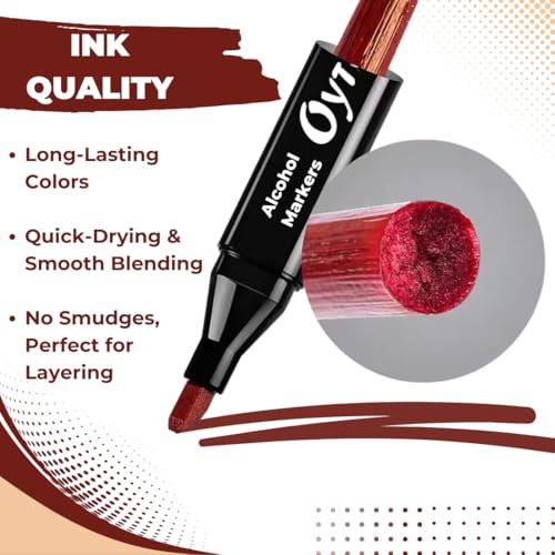 Oytra Dual Alcohol Markers Twin Tip Art Sketch Pens Marker for Manga Portrait Painting Illustration Drawing Fashion Anime Architectural Drawings (12 Colors Skin Tone) - Image 4