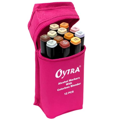 Oytra Dual Alcohol Markers Twin Tip Art Sketch Pens Marker for Manga Portrait Painting Illustration Drawing Fashion Anime Architectural Drawings (12 Colors Skin Tone) - Image 1