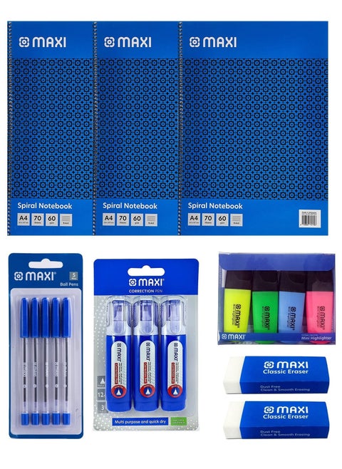 17-Piece School Stationery Essentials Multicolour