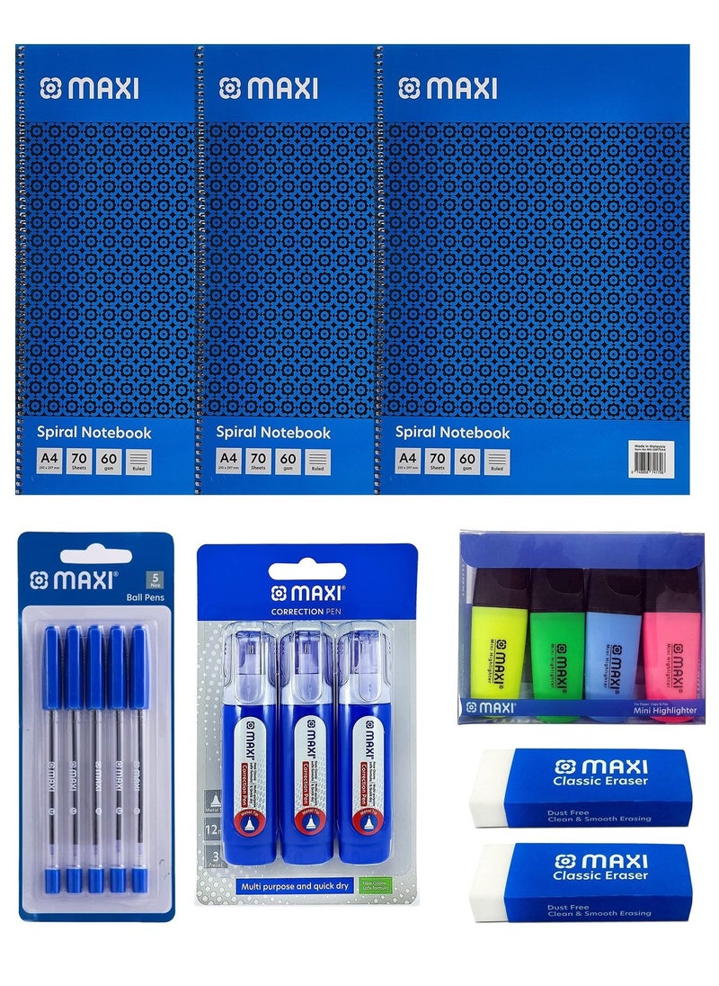 17-Piece School Stationery Essentials Multicolour