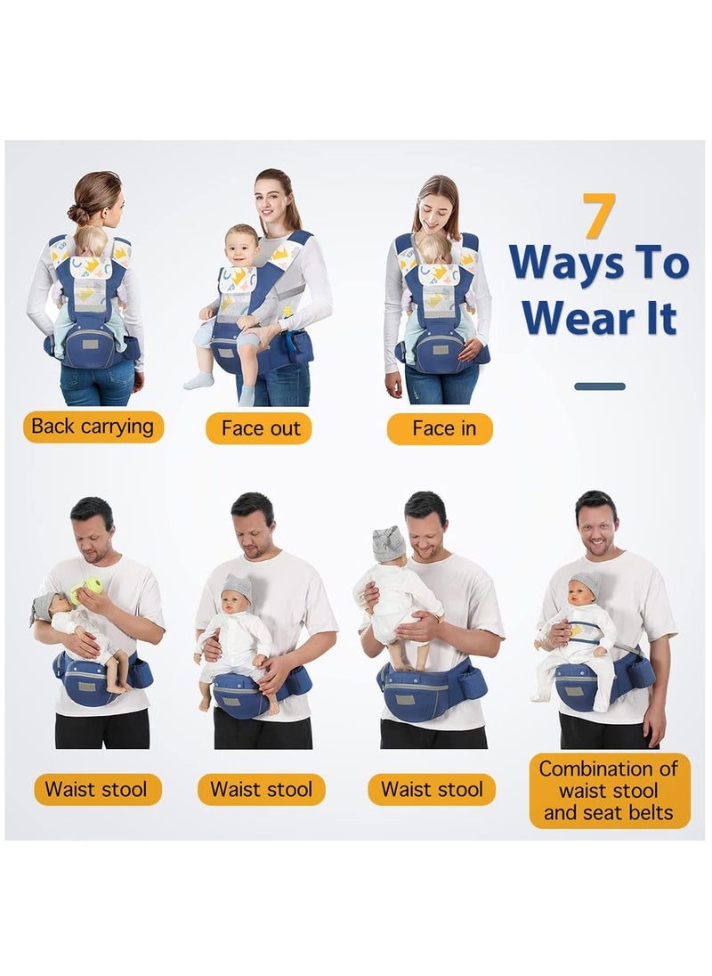 Arabest Baby Carrier Newborn to Toddler, 7 in 1 Baby Hip Seat Carrier Front Back Carrier with Lumbar Support+Waist Stool+Pocket, Soft Breathable Infant Holder Carrier for 0-36 Months  - Image 4