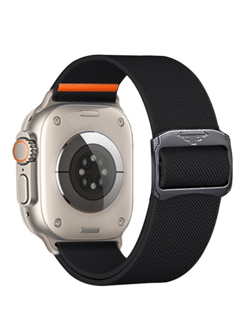 Beauenty Soft Nylon Elastic Braided Strap, Smart Watch Watchband for Apple Watch Ultra 2, Apple Watch Series10 Black, 42/44/45/46/49mm - Image 1