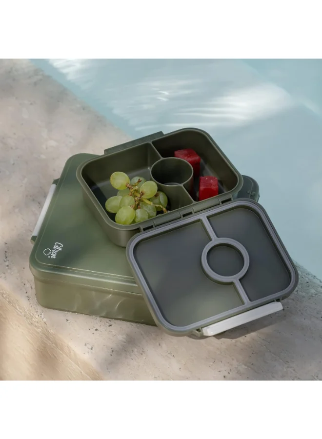 سترون صندوق وجبات خفيفة Tritan بثلاثة أقسام للأطفال، مانع للتسرب وخالٍ من BPA - أخضر