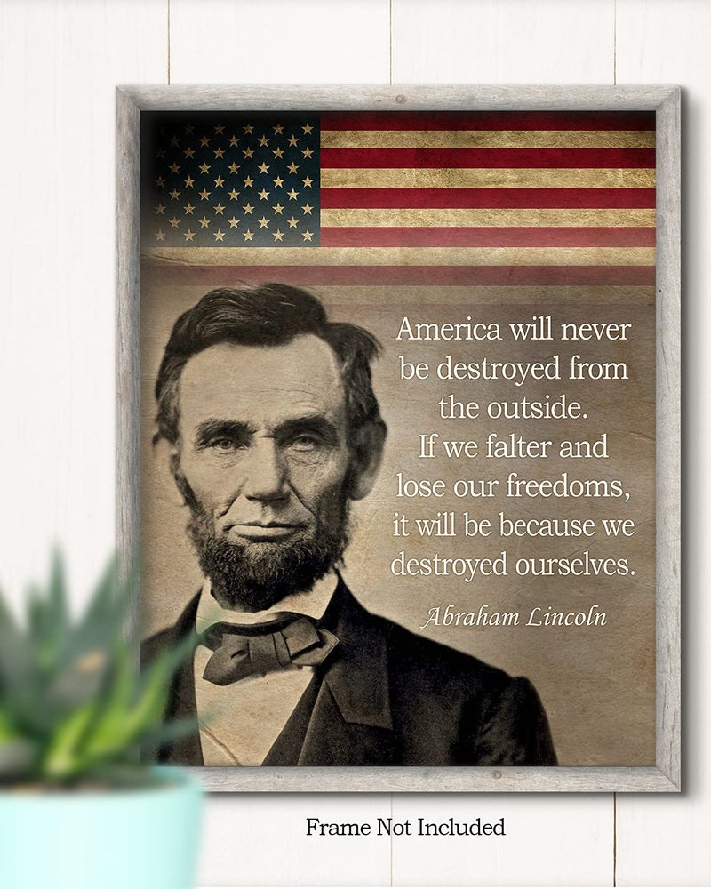 Govivo Abraham Lincoln Historic Quote - 11x14 Unframed Print - American Patriotic President Wall Decor Art - American Flag Wall Art - Image 2