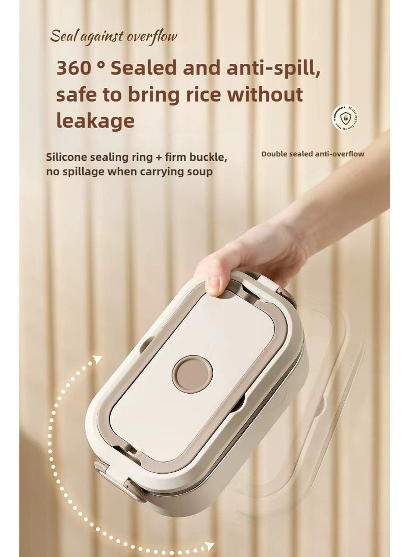 علبة غداء مزدوجة الطبقات بلون أخضر ماتشا قابلة للتسخين ومقاومة للتسرب مع حقيبة حرارية مجانًا - Image 4