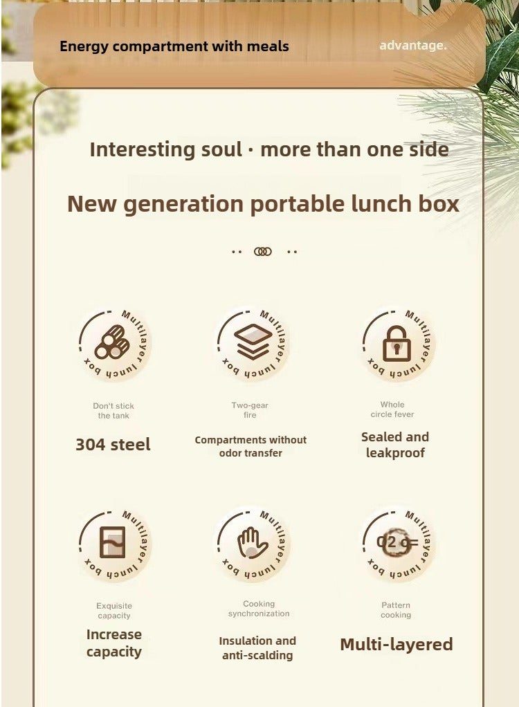 علبة غداء مزدوجة الطبقات بلون أخضر ماتشا قابلة للتسخين ومقاومة للتسرب مع حقيبة حرارية مجانًا - Image 5