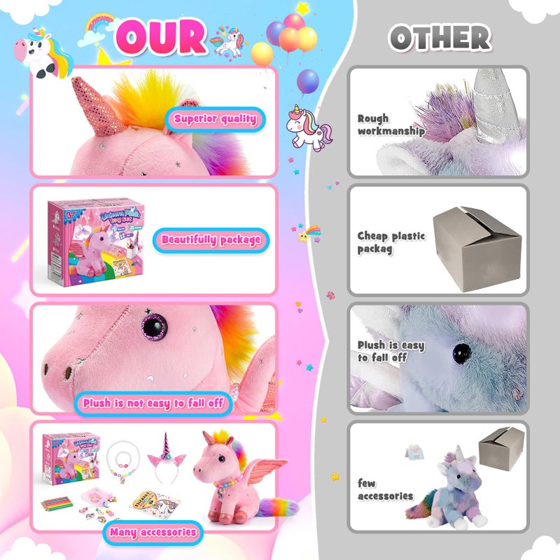 Toyze 21-in-1 Unicorn Gift Set for Girls Ages 3-8 | Soft Plush Toy, Dress-Up Accessories & Coloring Book Party Gifts for 4 5 6 7 Year Old Girls | Unicorn Toys - Image 5