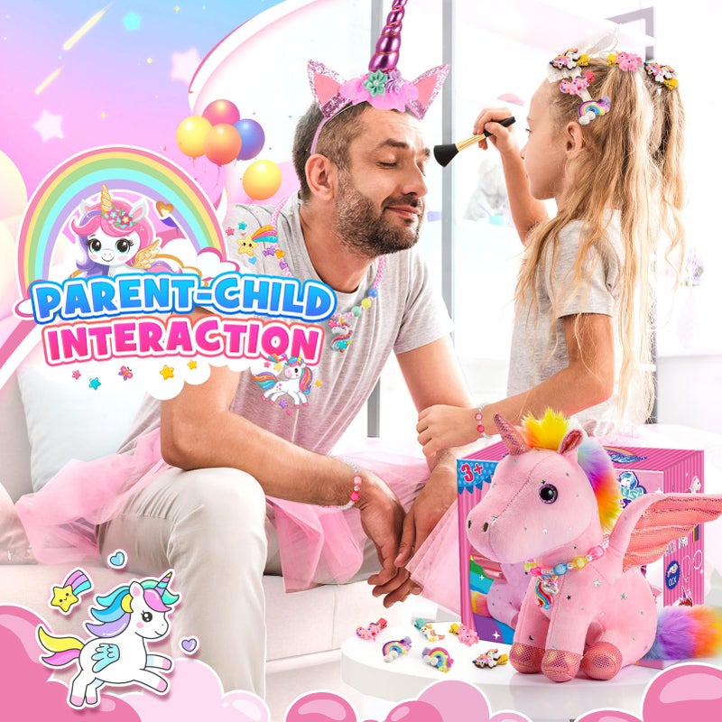 Toyze 21-in-1 Unicorn Gift Set for Girls Ages 3-8 | Soft Plush Toy, Dress-Up Accessories & Coloring Book Party Gifts for 4 5 6 7 Year Old Girls | Unicorn Toys - Image 4