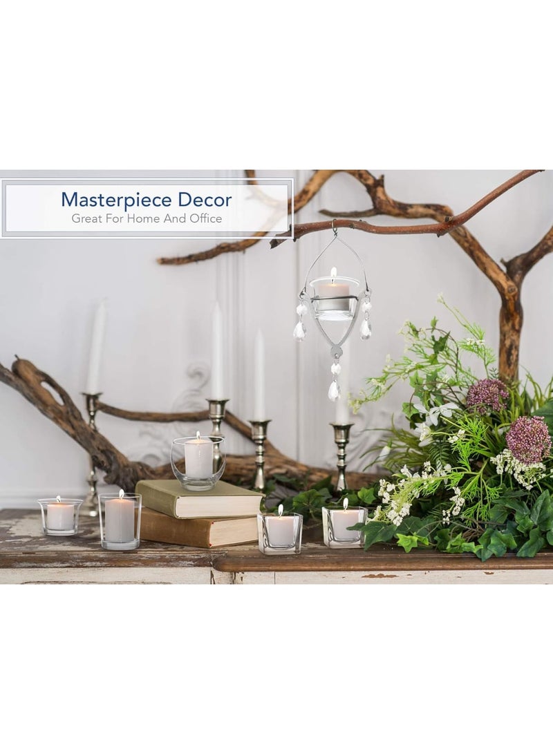 SYOSI Candle Holders, Hanging Glass Tealight Votive Holders for Home and Event Decoration, Elegant Oyster-Shape Design for Weddings Birthdays Holidays Parties, Durable Transparent Glass, Set of 6 - Image 2