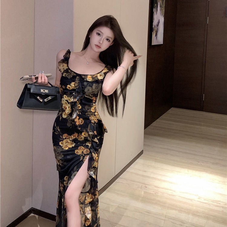 French Floral Print Camisole Maxi Dress - Image 4