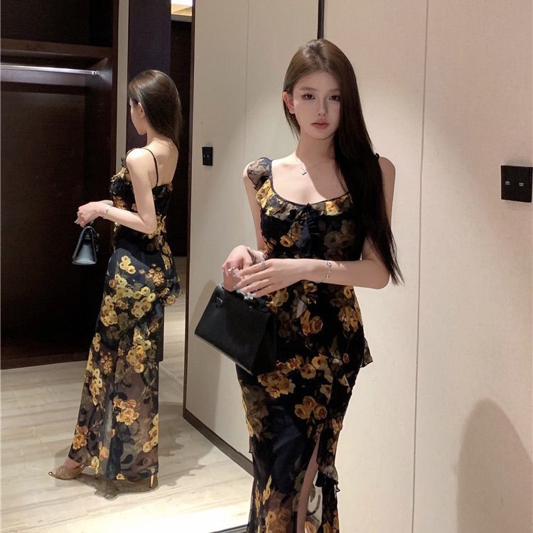 French Floral Print Camisole Maxi Dress - Image 3