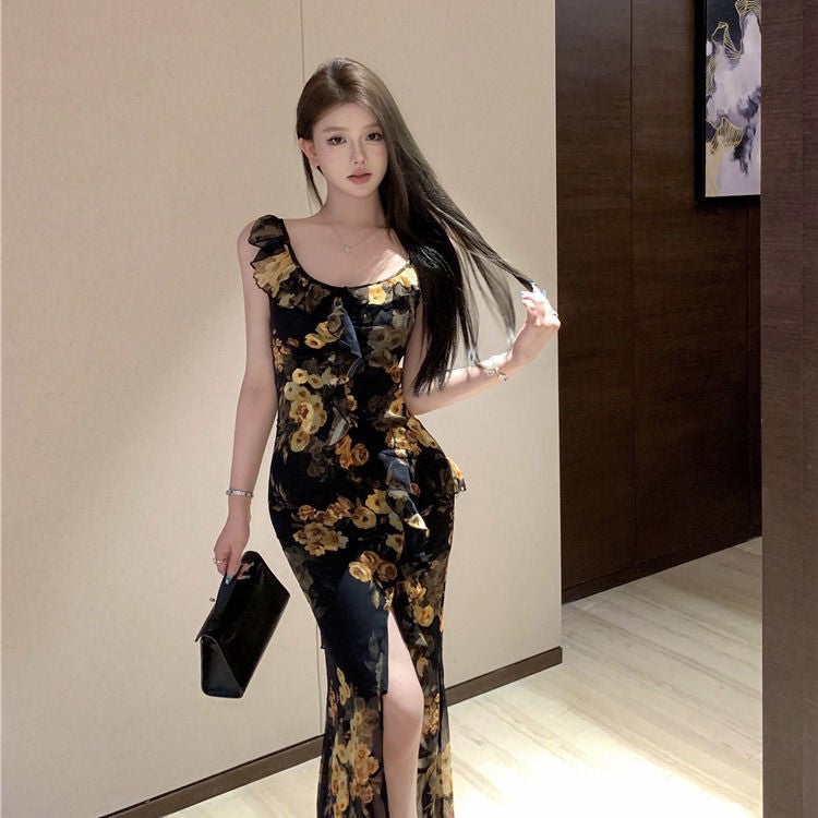 French Floral Print Camisole Maxi Dress - Image 5