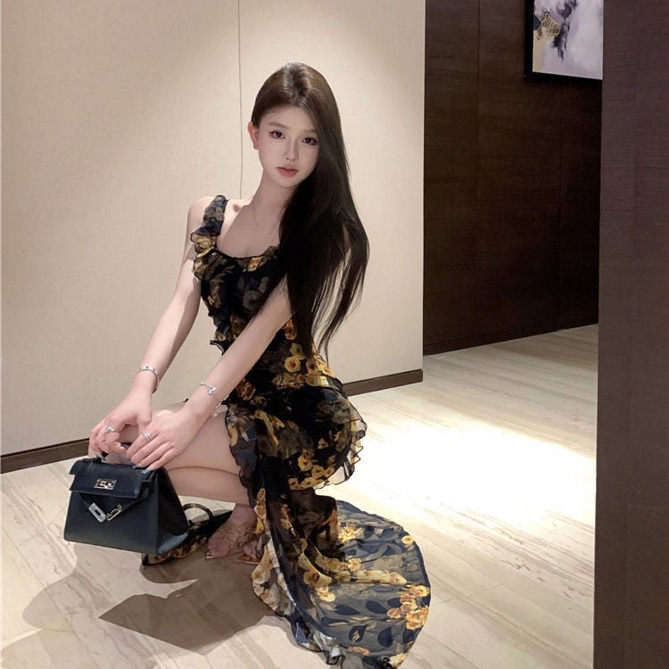 French Floral Print Camisole Maxi Dress - Image 1