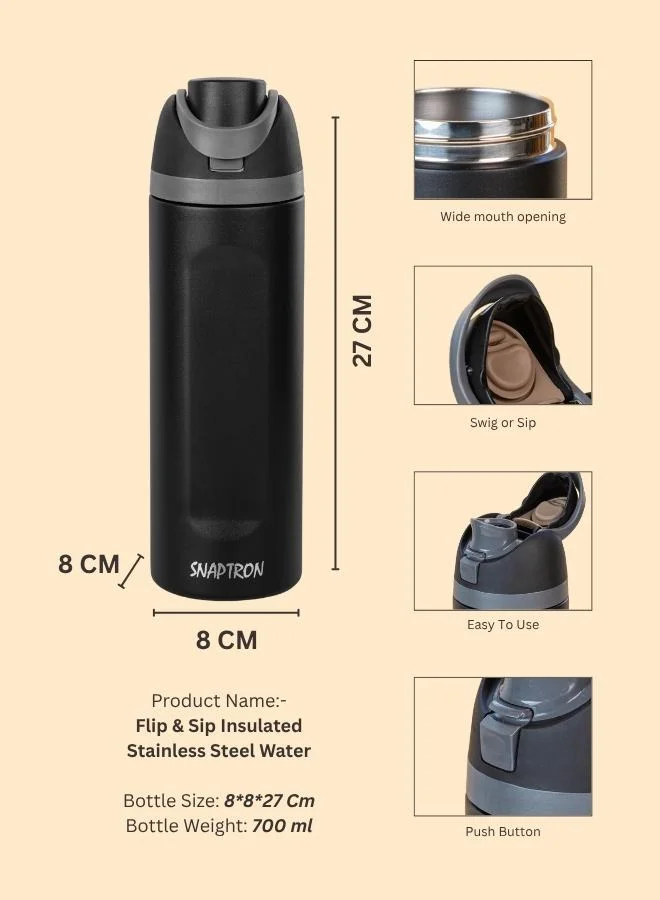 Casa Quesera SNAPTRON® Flip & Sip Insulated Stainless Steel Bottle