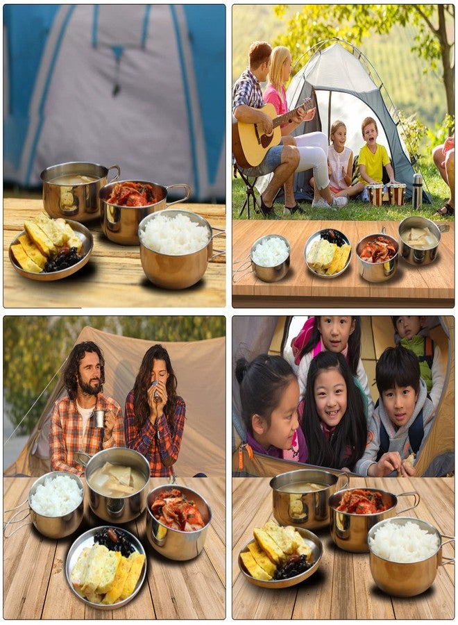 OUKENS Camping Cookware Set, 4Pcs Stainless Steel Pots and Pans with Foldable Handles, Portable Non-Stick Pot Set for Backpacking, Hiking, Picnic & Outdoor Cooking - Image 5