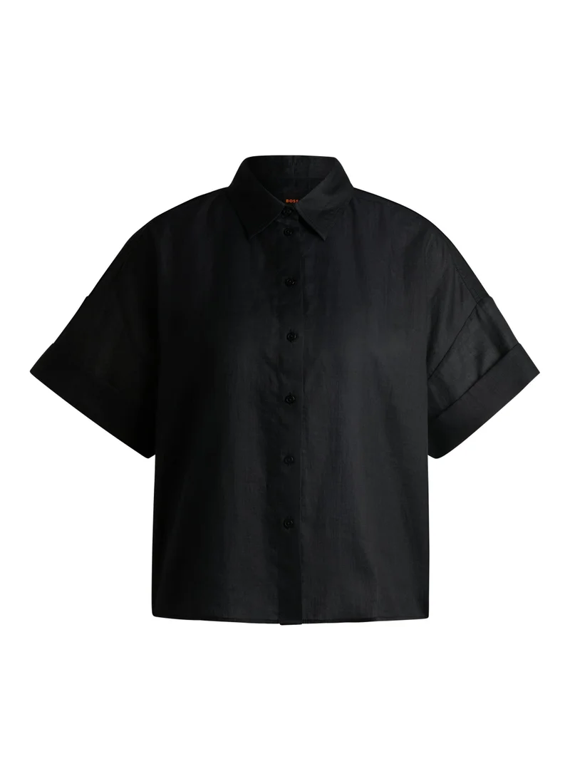 BOSS Oversized-fit blouse in ramie