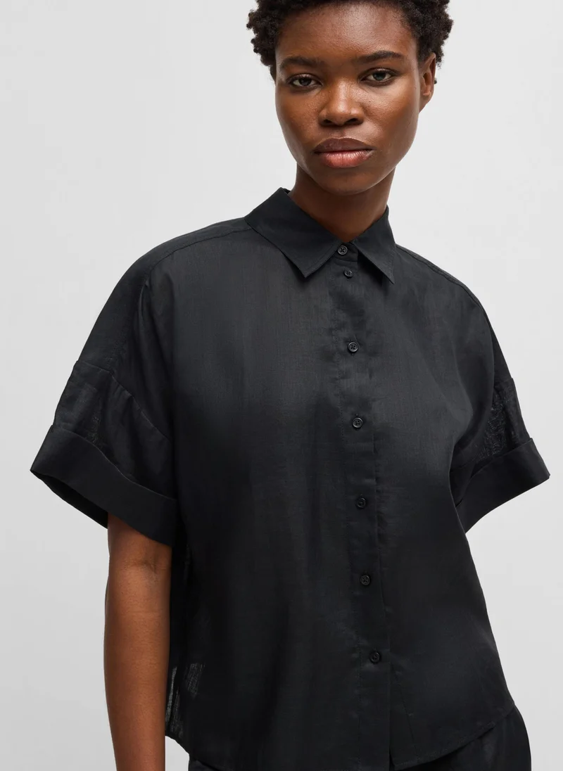BOSS Oversized-fit blouse in ramie