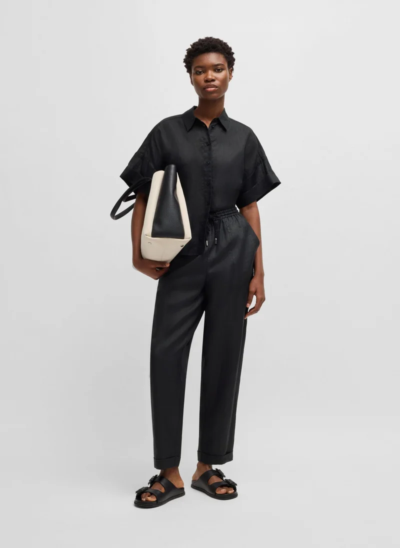 BOSS Oversized-fit blouse in ramie