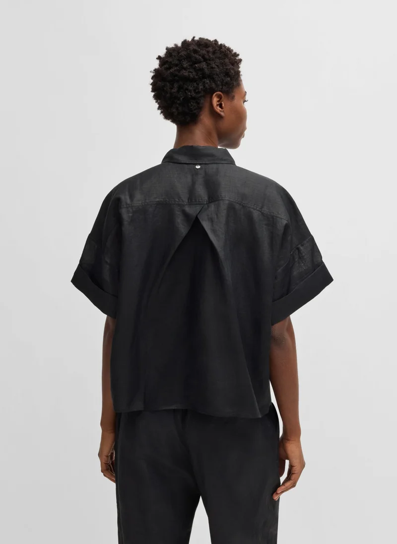 BOSS Oversized-fit blouse in ramie