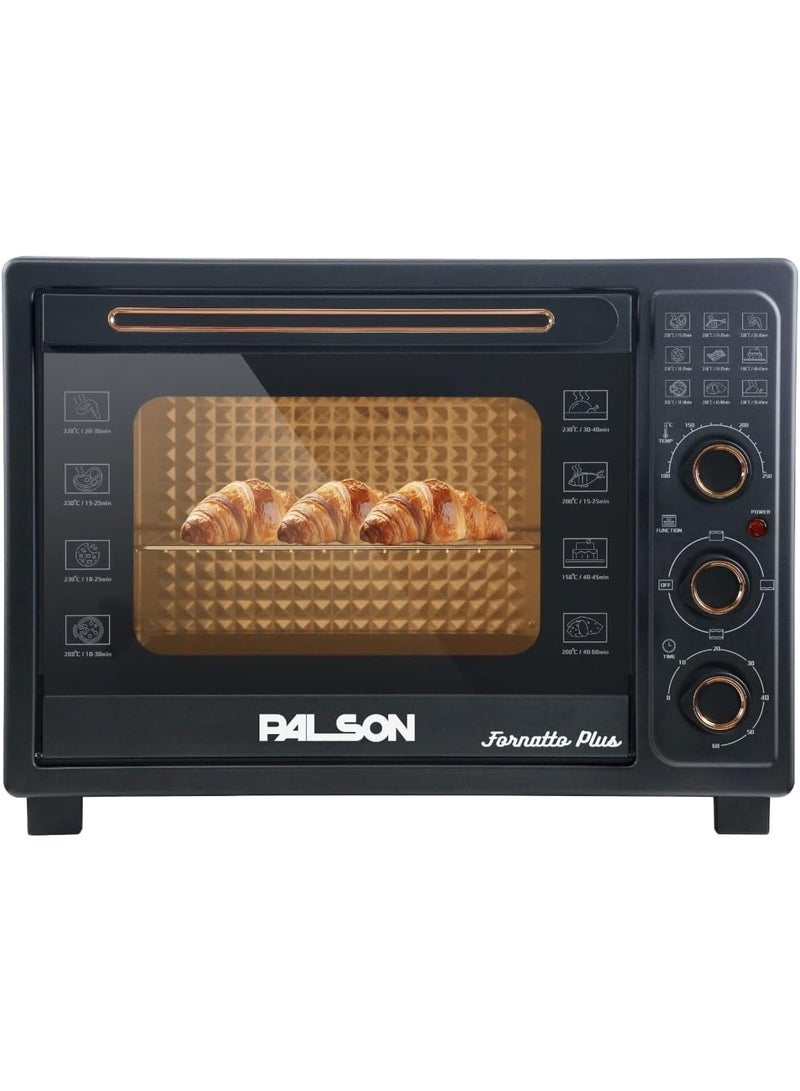 PALSON Electric Oven 58L, Double glass door for better heat retention, Five stainless steel heating elements, Black - 40023 - Image 1