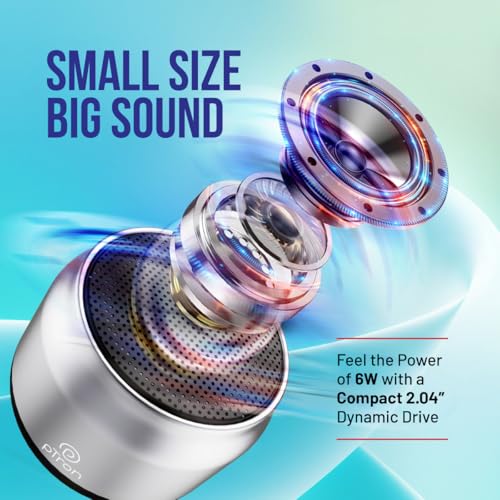 pTron Musicbot Lite 6W Bluetooth Speaker with 8 Hrs Playtime, 2.04" Neo Driver for Pristine Sound, Mini Size Portable Speaker, BTv5.1 Connectivity, TWS Feature & Type C Charging (Silver) - Image 2