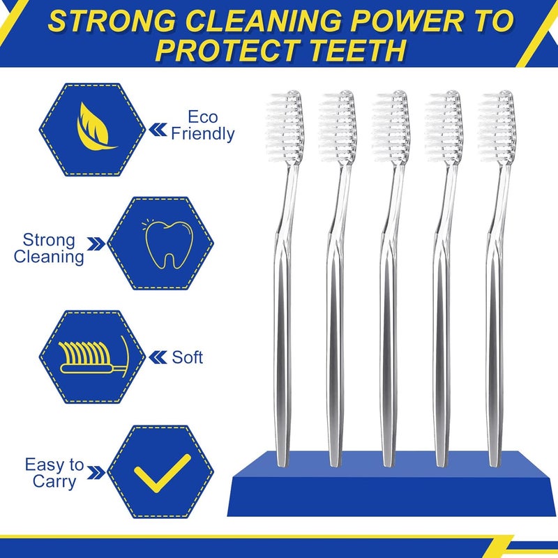 Patelai 100 Pcs Individually Wrapped Toothbrush Bulk Disposable Travel Toothbrushes Soft Bristle Tooth Brush Single Pack for Camping Adults Kids Hotels Guest Toiletries (Silver) - Image 4