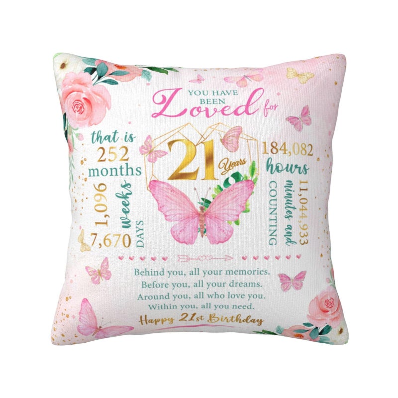 21st Bday Gifts for Her Throw Pillow Cover 18X 18 Decorations