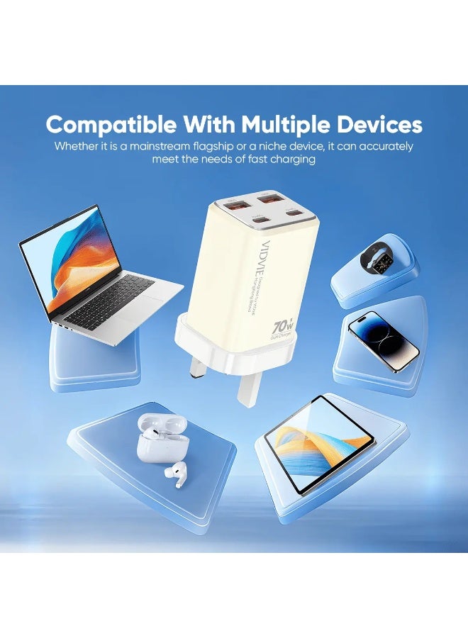 فيدفي شاحن XL-PLB122 عالي السرعة بقوة 70 وات مزود بمنافذ USB ومنافذ Type-C مزدوجة - Image 3