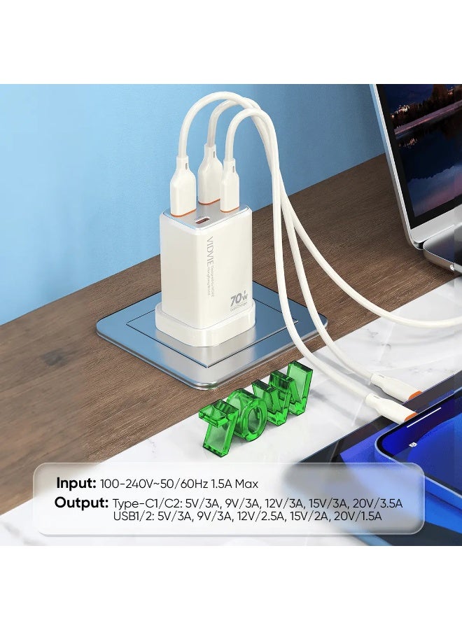 فيدفي شاحن XL-PLB122 عالي السرعة بقوة 70 وات مزود بمنافذ USB ومنافذ Type-C مزدوجة - Image 4